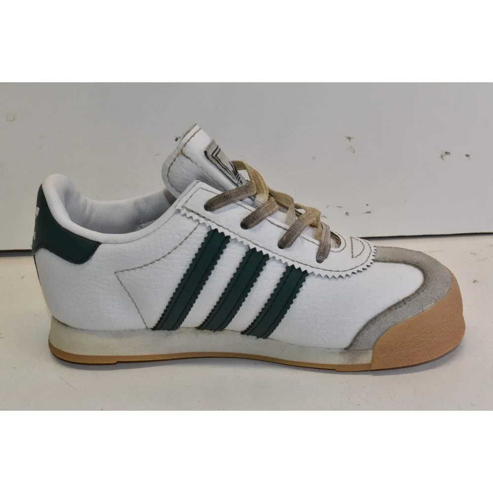 Adidas Samoa Skeakers White/Green Kids Size 9K Youth Gum Walking Shoes Leather‎